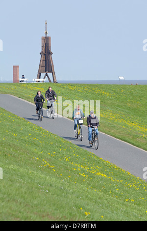 Navigationshilfe Kugelbake (Ball Beacon), Cuxhaven, Niedersachsen, Deutschland Stockfoto