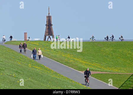 Navigationshilfe Kugelbake (Ball Beacon), Cuxhaven, Niedersachsen, Deutschland Stockfoto