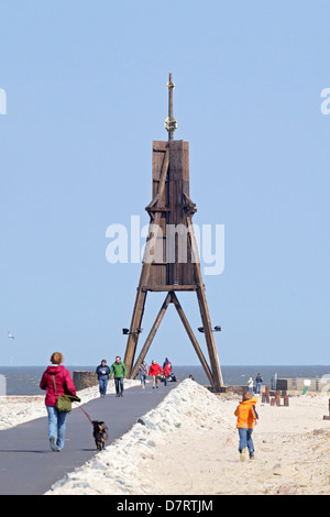 Navigationshilfe Kugelbake (Ball Beacon), Cuxhaven, Niedersachsen, Deutschland Stockfoto