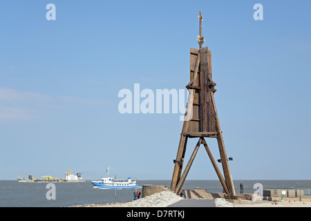 Navigationshilfe Kugelbake (Ball Beacon), Cuxhaven, Niedersachsen, Deutschland Stockfoto