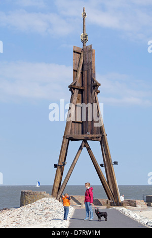 Navigationshilfe Kugelbake (Ball Beacon), Cuxhaven, Niedersachsen, Deutschland Stockfoto