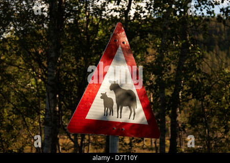 Die ungewöhnliche Schild kann man nur in Norwegen sehen. Stockfoto