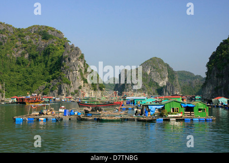 Schwimmenden Fischerdorf, Halong Bucht, Vietnam Stockfoto