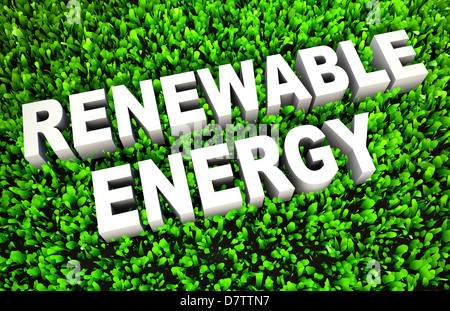 Erneuerbare Energien und Quellen als Konzept in 3D Stockfoto