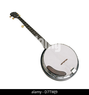 Banjo auf weißem Hintergrund Stockfoto