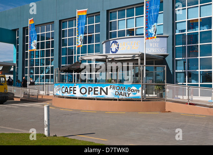 Das Café an der International Antarctic Besucher Center, Christchurch, Südinsel, Neuseeland Stockfoto