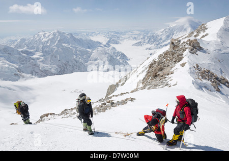 Klettern Expedition auf den Mount McKinley, 6194m, Denali National Park, Alaska, USA Stockfoto