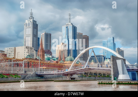 Das zentrale Geschäftsviertel Mellbourne, Australiens von Southbank. Stockfoto