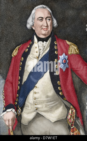 Charles Cornwallis, 1. Marquess Cornwallis (1738-1805). Britischer Offizier. Gravur. Farbige. Stockfoto