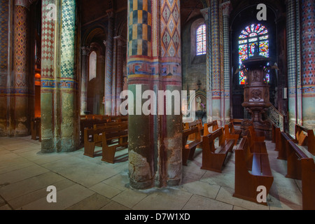Die gemalten Innenraum Eglise Notre-Dame la Grande in Poitiers, Vienne, Poitou-Charentes, Zentralfrankreich Stockfoto