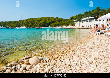 Strand, Pakleni Inseln (Paklinski Inseln), Dalmatien, Adria, Kroatien Stockfoto