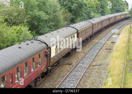 Pullman-Trainer "Amethyst" ist Teil des "The Fellsman", ein Sommer-wöchentliche Dampf bespannte Zug auf der Settle Carlisle Railway. Stockfoto