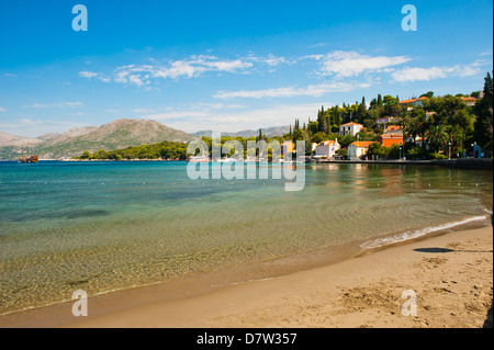 Kolocep Strand, Insel Kolocep, Elafiti Inseln (Elaphiten), Dalmatien, Adria, Kroatien Stockfoto