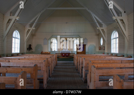 Innenraum der Walfänger Kirche, ehemalige Grytviken Walfangstation, Süd-Georgien Stockfoto