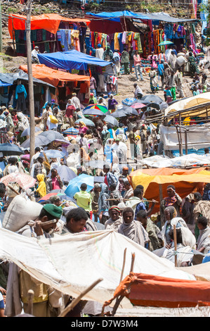 Überfüllten Lalibela Markt, Amhara Region, Nord-Äthiopien Stockfoto