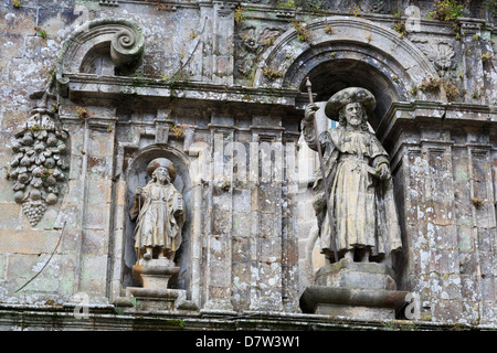 Detail am Dom Wand im Plaza Quintana, Santiago De Compostela, UNESCO-Weltkulturerbe, Galicien, Spanien Stockfoto