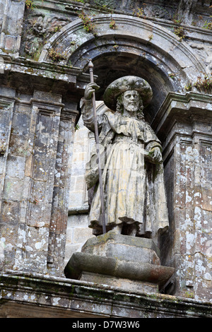 Detail am Dom Wand im Plaza Quintana, Santiago De Compostela, UNESCO-Weltkulturerbe, Galicien, Spanien Stockfoto