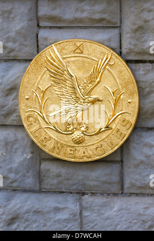 Gleneagles Wappen. Emblem am Hoteleingang Straße. Perthshire Schottland, Vereinigtes Königreich Stockfoto