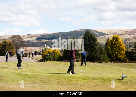 Üben Golf auf den Grüns. GlenEagles Schottland, Vereinigtes Königreich Stockfoto