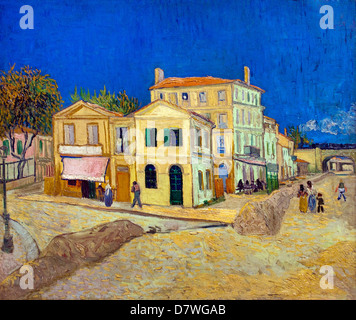 Das gelbe Haus - die Straße 1888 Vincent van Gogh 1853 - 1890 Niederlande ( das gelbe Haus in Arles Frankreich, zerstörte den Zweiten Weltkrieg ) Stockfoto