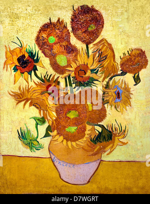 Sonnenblumen 1889 Vincent Van Gogh 1853-1890 holländischen Niederlanden Post-Impressionismus Stockfoto