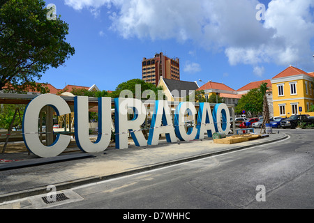 Große Zeichen Willemstad Curacao Curaҫao Niederländische Karibik-Insel-Niederlande Stockfoto