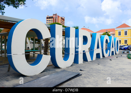 Große Zeichen Willemstad Curacao Curaҫao Niederländische Karibik-Insel-Niederlande Stockfoto