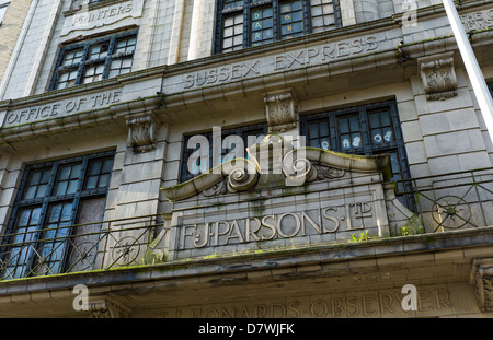 Verfallene Parsons Printworks und Büros Sussex express, Hastings, UK Stockfoto