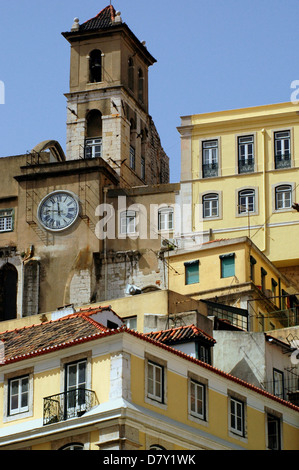 Typische Architektur im Stadtteil Pombaline Unterstadt oder Baixa in Lissabon-Portugal Stockfoto