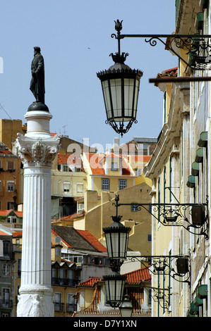 Auch genannt die Statue von Don Pedro IV auf dem Don Pedro Platz Rossio in Lissabon Portugal Stockfoto