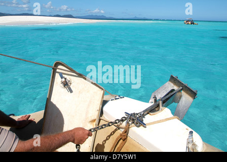 Boot in der Nähe einer Virgen Insel Mayotte, France Stockfoto