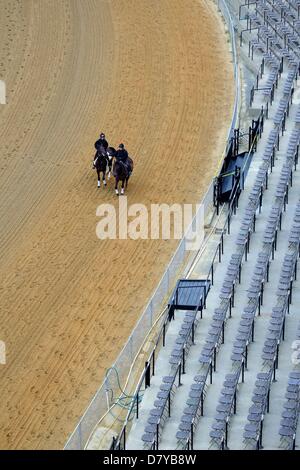 Baltimore, Maryland, USA. 15. Mai 2013. Baltimore, MD - Mai 15: Gewinner des 139. Kentucky '' Orb'' übernimmt die Strecke zum ersten Mal während des Trainings Licht am frühen Morgen bei Pimlico Race Course in Baltimore, MD am 15.05.13. (Bild Kredit: Kredit: Ryan Lasek/Eclipse/ZUMAPRESS.com/Alamy Live-Nachrichten) Stockfoto