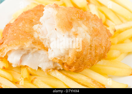 Fisch & Chips. Eine beliebte britische traditionelle Mahlzeit! Stockfoto