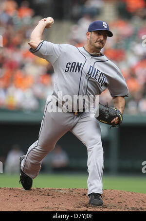 Baltimore, MD, USA. 15. April 2013. San Diego Padres Start Pitcher Jason Marquis (21) liefert eine Orioles geschlagenen Eierteig. San Diego Padres gegen Baltimore Orioles an Oriole Park at Camden Yards am 15. Mai 2013 in Baltimore, Maryland. Foto: Mike Buscher/Cal Sport Medien Stockfoto
