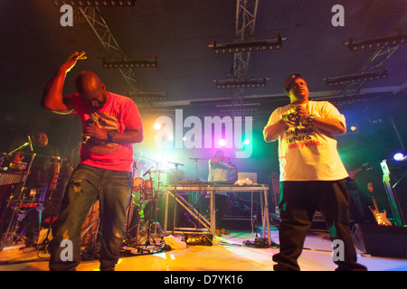 De La Soul erklingt in allen Morgen Parteien, Camber Sands, West Sussex, England, Vereinigtes Königreich. Stockfoto