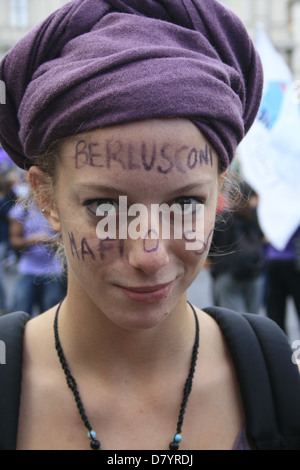 Nr. Berlusconi Day zu protestieren, mit der Popolo Viola-Bewegung in Rom Italien Stockfoto