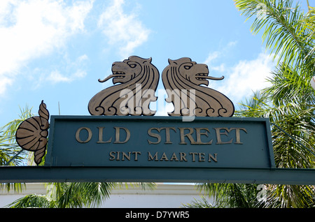 Alte Straße einkaufen in Philipsburg, St.Maarten, Niederländische Antillen Stockfoto