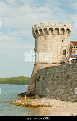 Stadtmauer, Korcula, Kroatien Stockfoto