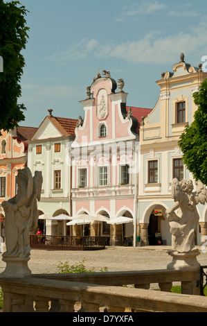 Barocke Häuser, Telc, Tschechische Republik Stockfoto