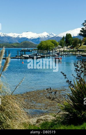 Marina am Lake Wanaka, Central Otago, Neuseeland Stockfoto