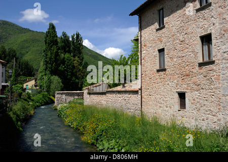 Italien, Le Marche, Valnerina, Visso, Fluss Nera Stockfoto