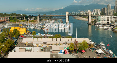 Granville Island Panorama, Vancouver, Britisch-Kolumbien, Kanada Stockfoto