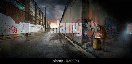 Graffiti auf städtischen Mauern Stockfoto