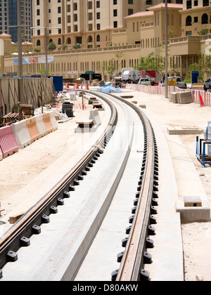 Bau der neuen Al Sufouh Straßenbahn in Dubai Vereinigte Arabische Emirate Stockfoto