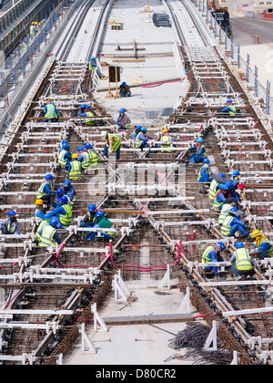 Bau der neuen Al Sufouh Straßenbahn in Dubai Vereinigte Arabische Emirate Stockfoto