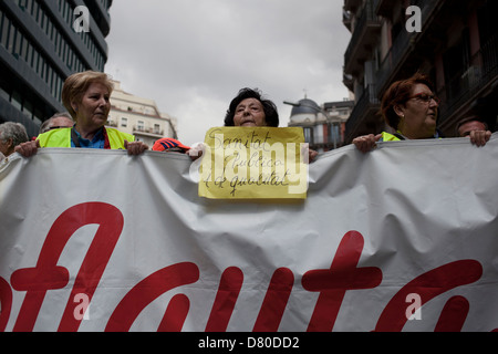 Iaioflautas-Demonstration in Barcelona Stockfoto