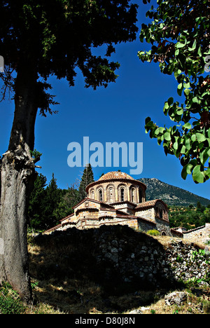 Mystras ist eine befestigte Stadt am Berg Taygetos, in der Nähe von antiken Sparta gelegen, diente es als die Hauptstadt des byzantinische Despotat. Stockfoto