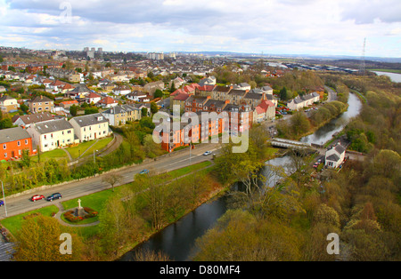 Luftaufnahme des Old Kilpatrick Glasgow und Forth und Clyde Kanal Stockfoto