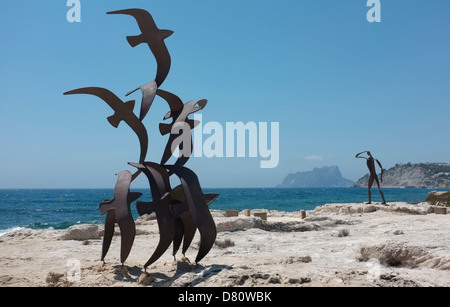 Felsen von CALPE, Penyon de Ifach, von der Küstenstadt Mittelmeer Moriaira, Costa Blanca, Spanien Stockfoto