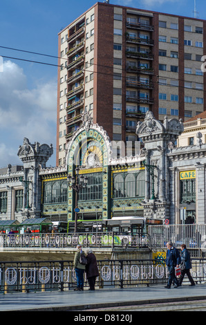 Abando Bahnhof Aussicht von Arenal Brücke Bilbao, Baskenland, Spanien Stockfoto